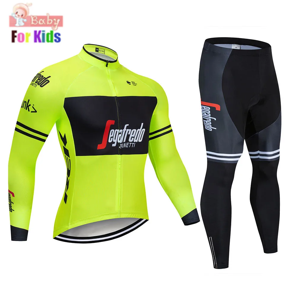 Новинка года; комплект из дышащего Джерси и штанов для детей; Ropa Ciclismo; Осенняя детская форма велосипедиста; Быстросохнущий костюм