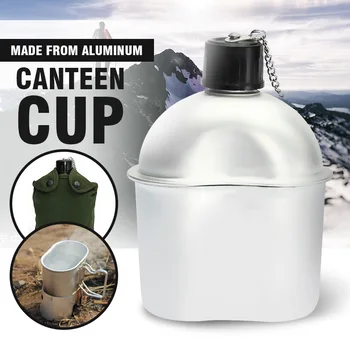 

0.8L Outdoor Sport Military Aluminum Stainless Steel Water Bottle Canteen Jug + Army Green Cloth Cover Camping Picnic tableware