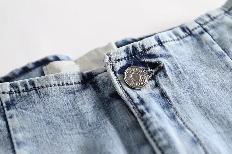 High Quality Ladies Spring Summer Slim Denim Shorts Female High Waist Button Fly Black/Blue Short Pants