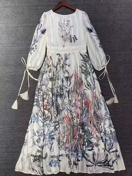 

Beach Long Dress 2020 Spring Style Women Charming Floral Print Tassel String Deco Casual Party Long Maxi Dress Bohemian Ladies