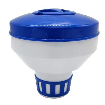 

5 inch Swimming Pool Floating Pill Dispenser Tablet Auto-Supplier Chemical Holder Storage Case (White)