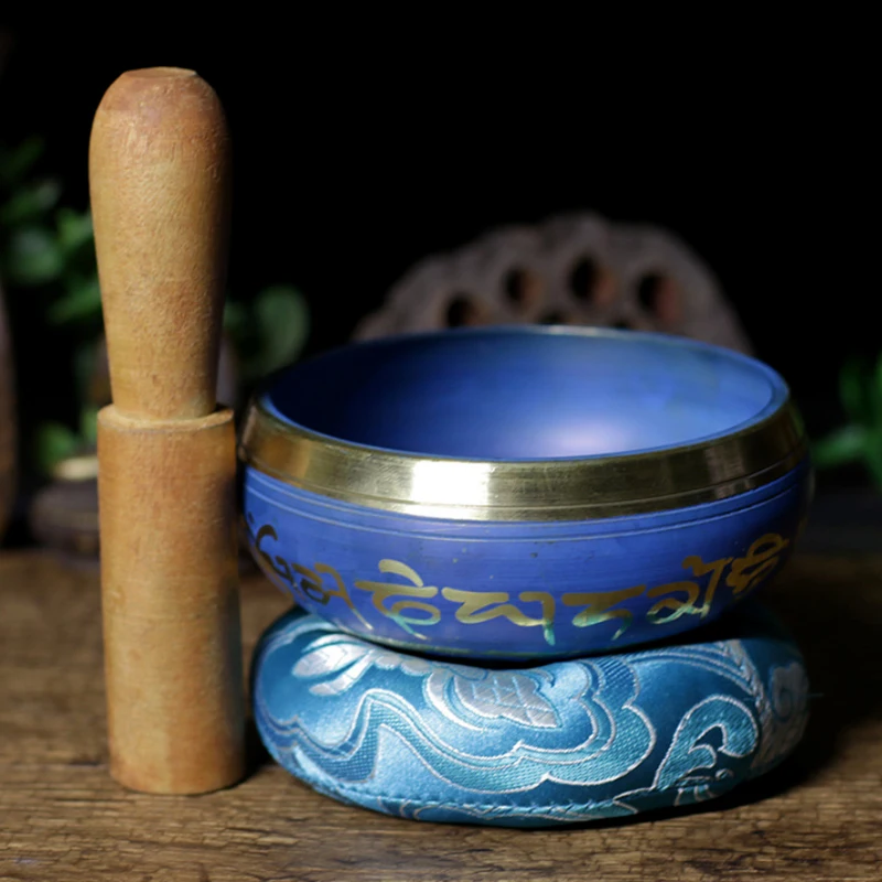 Tibetan Singing Bowl Set Dual Surface Mallet Silk Cushion Promotes Peace