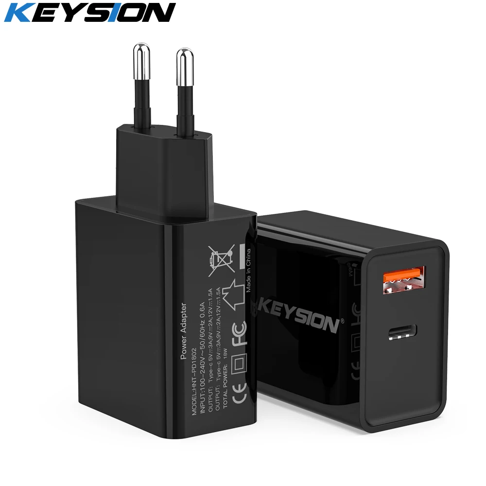 

KEYSION PD Charger 18W Dual USB Quick Charge 3.0 Charger For iPhone 12 11 Samsung Xiaomi Cargador Mobile Phone Charger Adapter