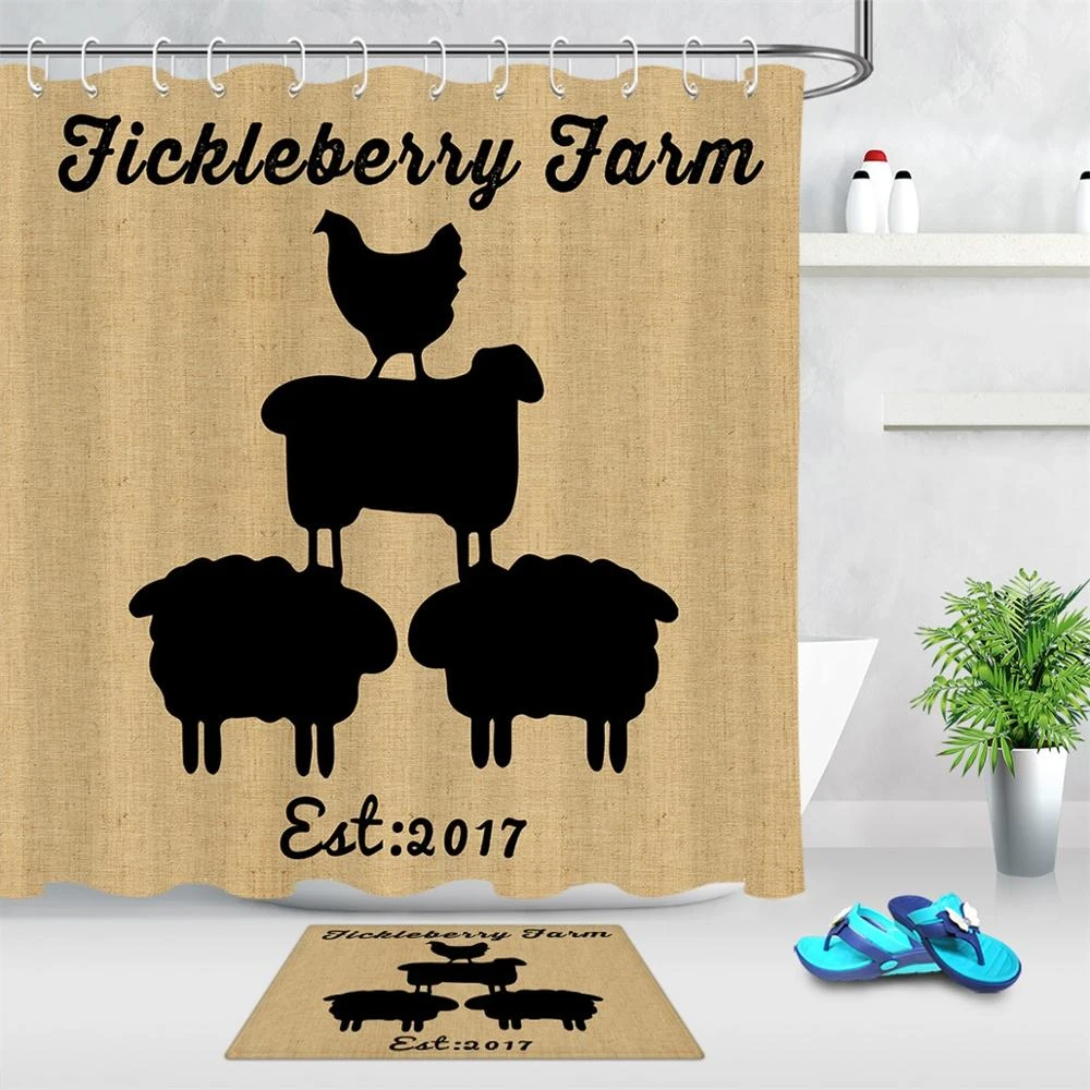 Chicken Sheep Farm Animals Pattern Shower Curtain Rustic Country Farmhouse Bathroom Decor Bath Shower Curtain Polyester Fabric Shower Curtains Aliexpress