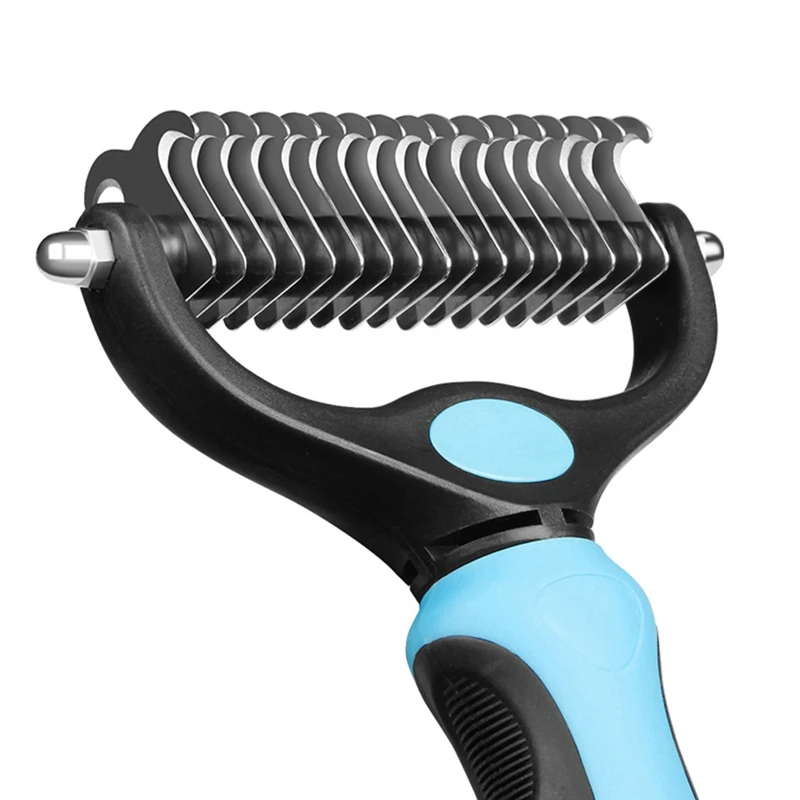 Двухсторонняя расческа из нержавеющей стали для домашних животных, кошек, собак, профессиональная расческа для больших собак, нож с открытым узлом, товары для ухода за домашними животными