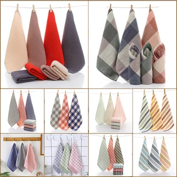 

100% Cotton Square Microfiber Wash Cloths Red Gray Green Striped Plaid Multy function Dish Plate Pot Kitchen Cleaning Towel