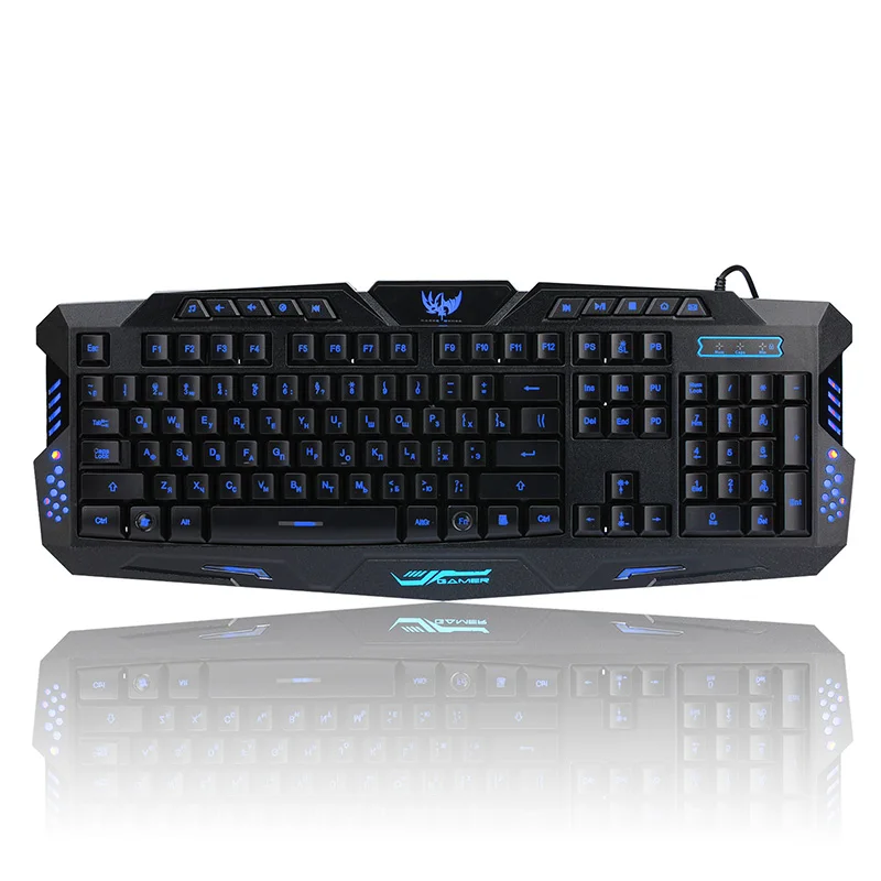  Russian Version Gaming Keyboard Gamer 3color Switchable Backlights LED USB Wired Game Keyboard for 