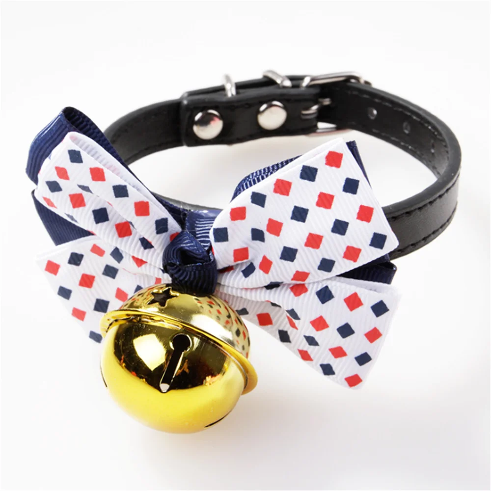 Pet Dogs Collars Retractable Puppy Collars With Bell Christmas Gift Cat Collar Breakaway Double Layer Bowknots Collars