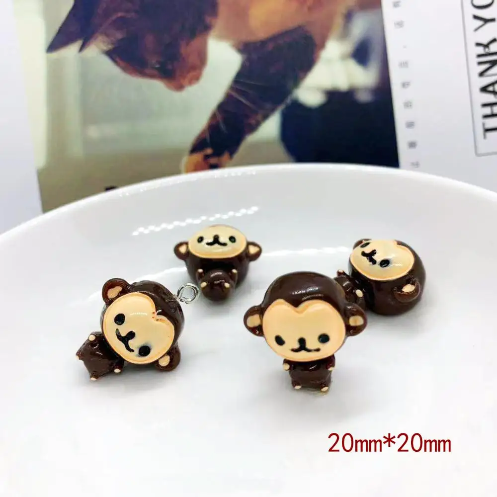 5 шт. 20*20 мм Kawaii 3D плоские пластмассовые мини-подвески в виде обезьянки набор «сделай сам» для изысканные серьги брелок Ювелирный Аксессуары