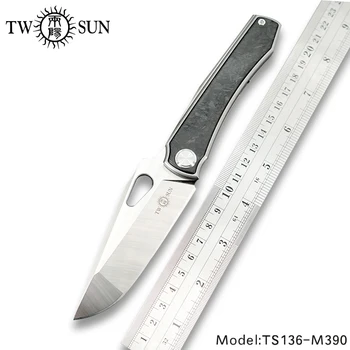 

TWOSUN knives M390 blade folding Pocket Knife tactical Knife camping Knife hunting outdoor tool Titanium Front Fast Open TS136