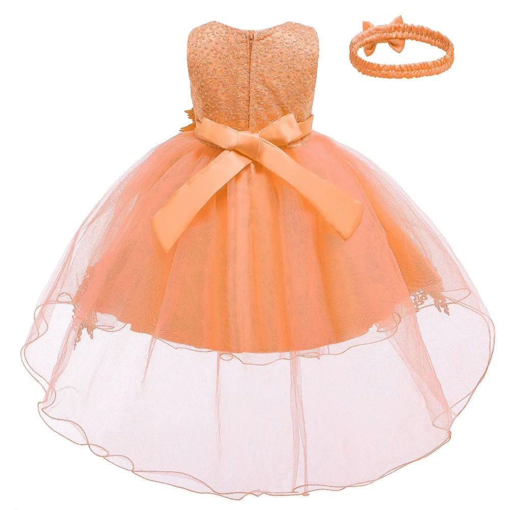Baby Girls Dresses Applique Bead Princess Dress Toddler Girl Trailing Wedding Party Dress Birthday Ball Gown Vestidos Kids Dress (8)