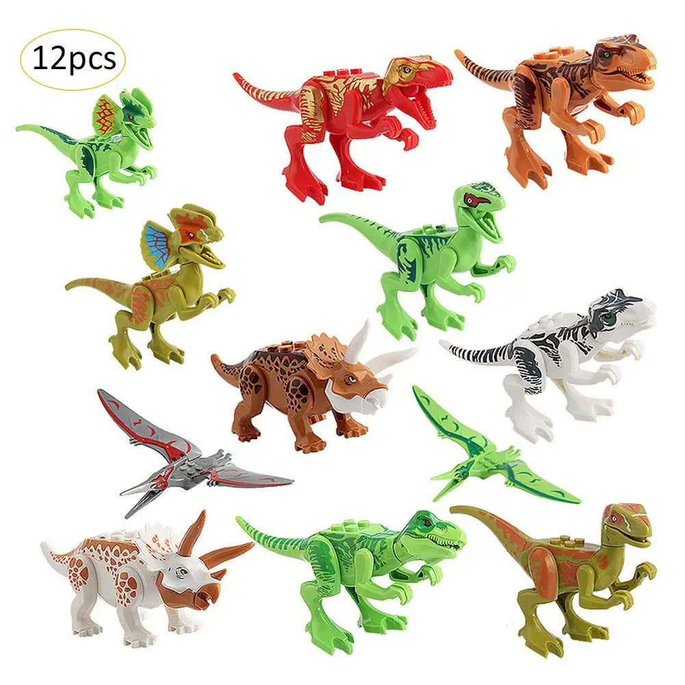

12 Dinosaur Animal Building Blocks Jurassic Dinosaur Assembled Building Blocks Puzzle DIY Children's Toy Set