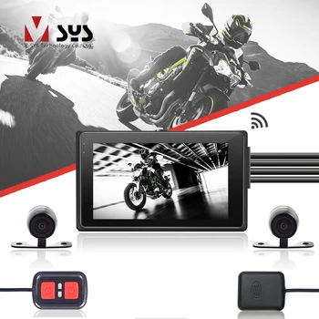 Günstige SYS VSYS Bike Cam WiFi Motorrad Action Kamera Dash Cam DVR Mit Dual SONY IMX323 1080P Vorne Und Hinten View Wasserdichte Kameras