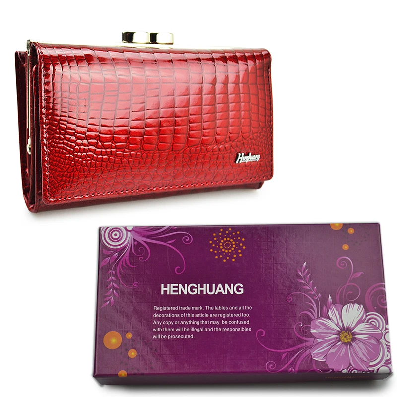 red and box HH женский роскошный бренд, модный короткий кошелек из натуральной кожи, Женский Аллигатор, на застежке, Дамский кошелек, кошельки, маленькие кошельки - Цвет: red and box