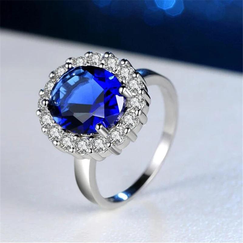 

Ataullah Blue Sapphire Ring Silver 925 Jewelry Plated Inlaid with 3A Zircon Gemstone Ring for Woman Fine Jewelry Party RW088