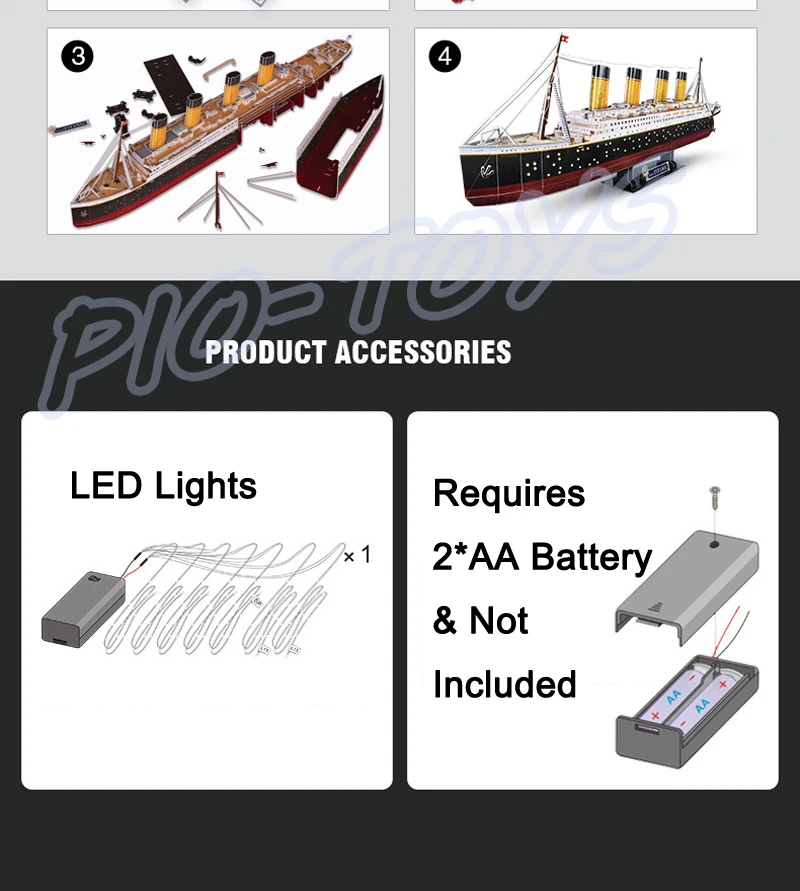 Новое поступление, подарок, Титаник, 3D головоломка, модели, светодиодный, версия, обучающая игрушка, сделай сам, коллекция ручной работы, бумажная головоломка, украшение