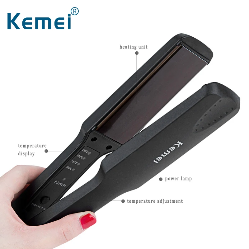 Kemei выпрямитель для волос Профессиональный Турмалин Керамическая нагревательная пластина прямой инструмент для укладки волос Быстрый нагрев выпрямление утюжка