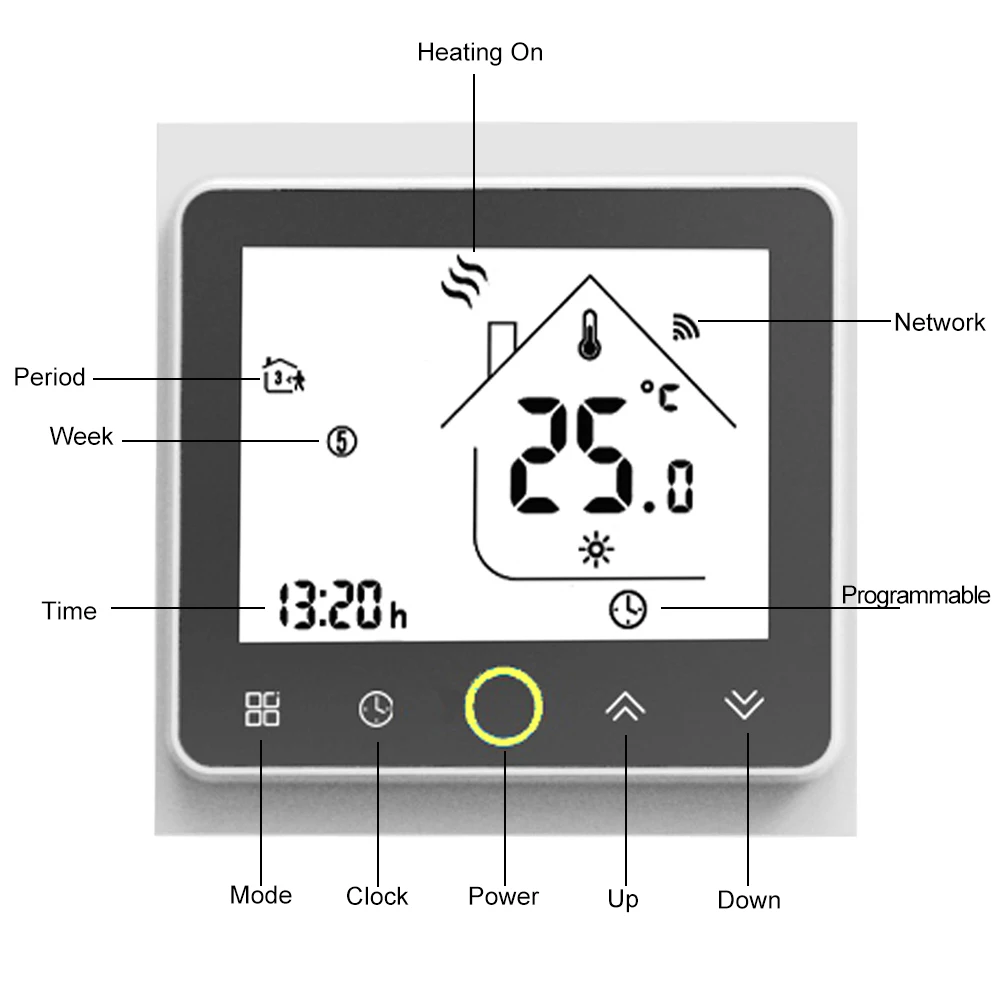 Термостат Wifi/No/Modbus вода/электрическое Отопление/газовый котел термостат черный/белый программируемый комнатный регулятор температуры