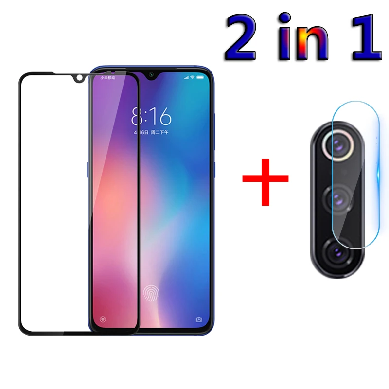 2 in 1 Glass 2 в 1, полное покрытие из закаленного стекла для Xiaomi Mi A3 Lite, задняя крышка для объектива камеры, Защитное стекло для экрана для Xiaomi Mi A3, пленка для объектива камеры - Цвет: 2 in 1 Glass