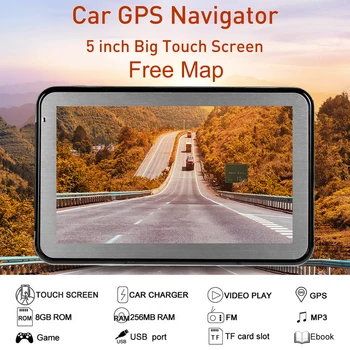

5 inch Car Portable GPS Navigation FM Video Player Car Navigator with Back Support +Free Map HD Touchscreen Car Navigator