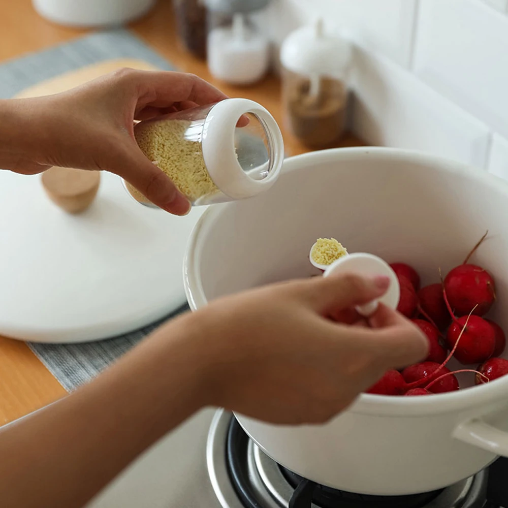 Баночка с крышкой для специй набор ложек бутылка для хранения соли перца пластиковый контейнер для приправы закрывающийся контейнер банки для приправ кухонный Органайзер