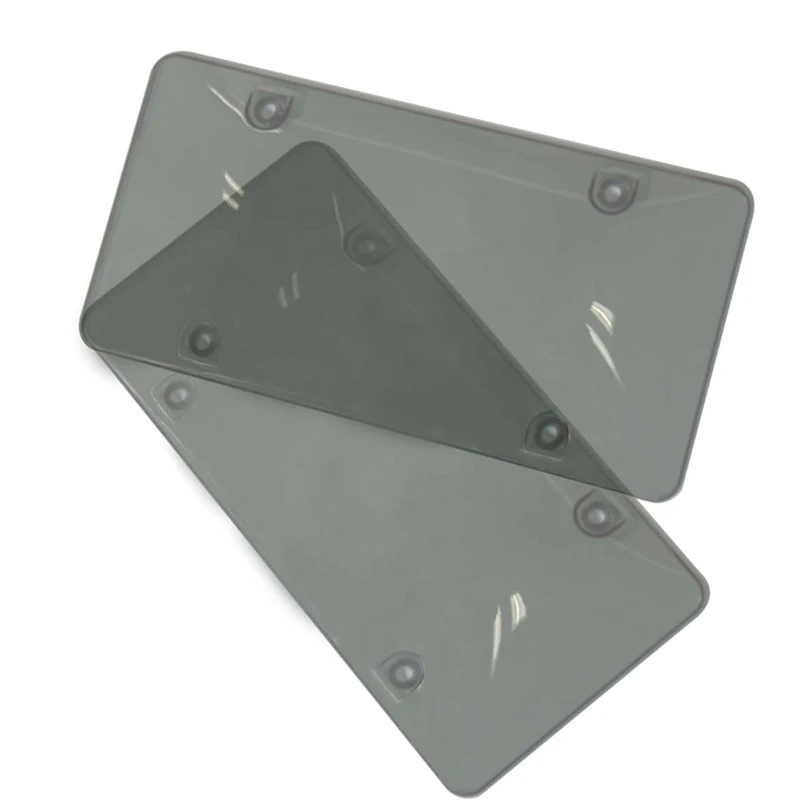 

2Pcs/Set Smoked License Plate Cover Frame Shield Tinted Bubbled Flat Car License Plate Frame Tap Holder Screw Caps