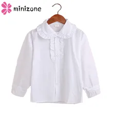 Шифоновые рубашки для девочек, школьная Униформа с длинным рукавом, белые блузки для маленьких девочек, весенне-осенняя Блузка для девочек, Топ