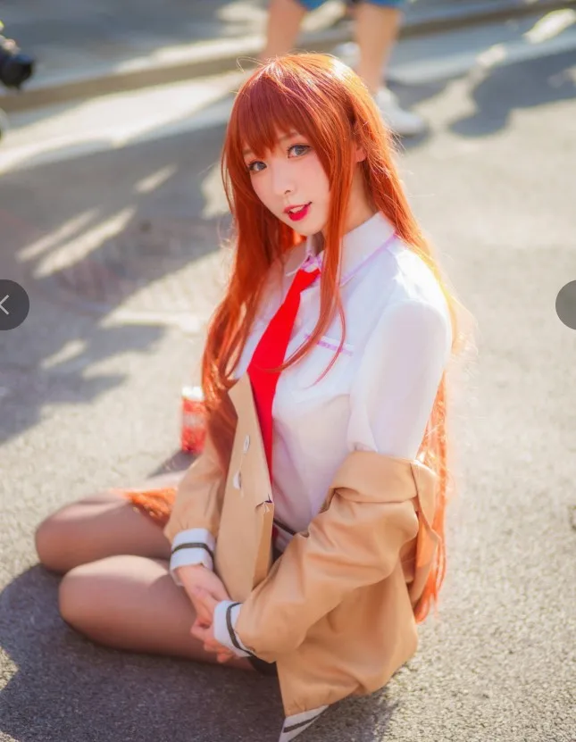 Steins Gate Makise Kurisu Кристина ассистент Оберн прямые синтетические волосы косплей парик+ Бесплатный парик шапка