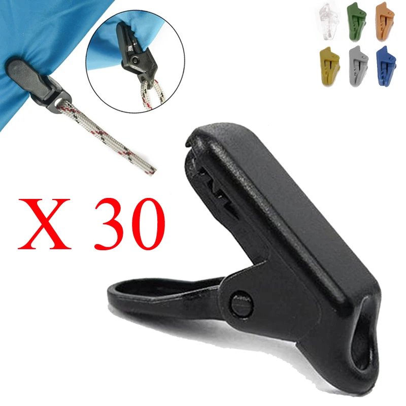 Outdoor kit tent hike tarp clip trap jaw grip camp gripper anchor awning canopy clamp Caravan snap canvas Tighten tool 30Pcs tent clips camping tent accessories camping tent fasteners plastic clips