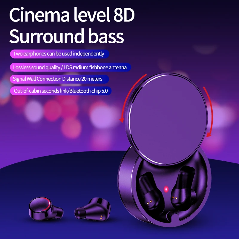 FLUXMOB Wireless Headphone Mini TWS Earbuds Bluetooth 5 0 Earphone in ear Sport Headset With charging box For smartPhone