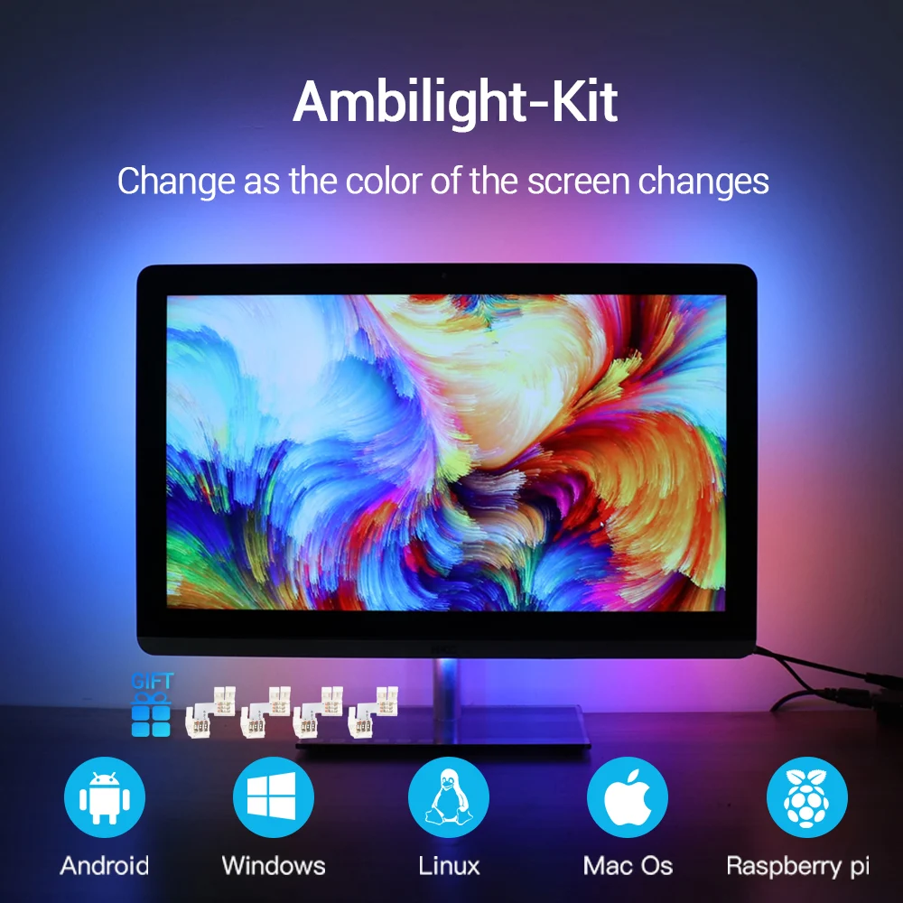 Ambilight Kit WS2812B 5 в светодиодный RGB USB Лента гибкая светодиодная лента Диодная смарт