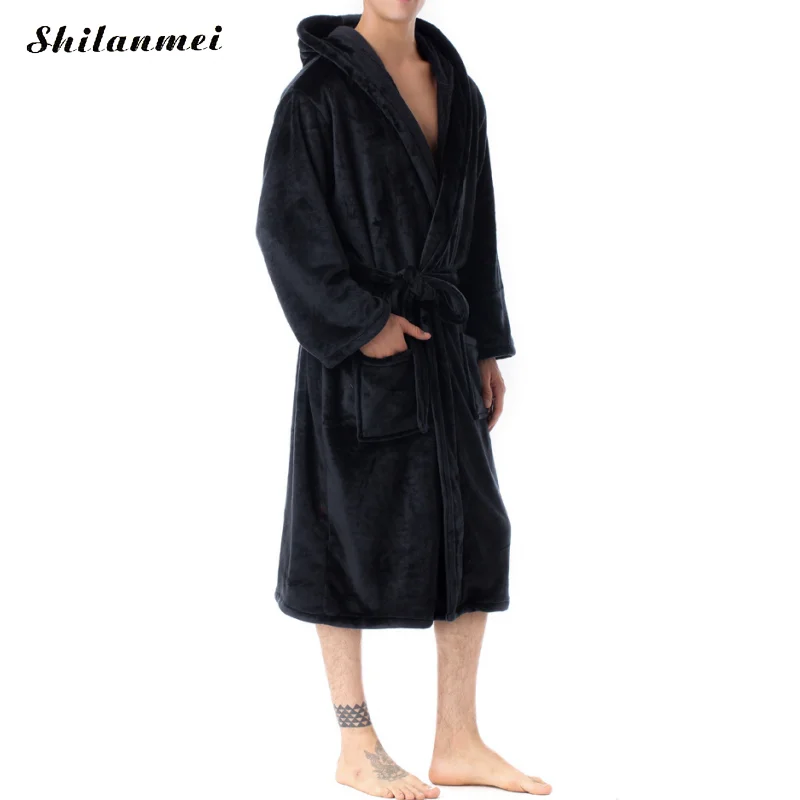 Fashion Casual Male Robe Autumn Winter Mens Bathrobes Flannel Robe V Neck Belted Warm Robe Plush Kimono Male Bathrobe Coat Fashion Casual Male Robe Autumn Winter Mens Bathrobes Flannel Robe V Neck Belted Warm Robe Plush Kimono Male Bathrobe Coat