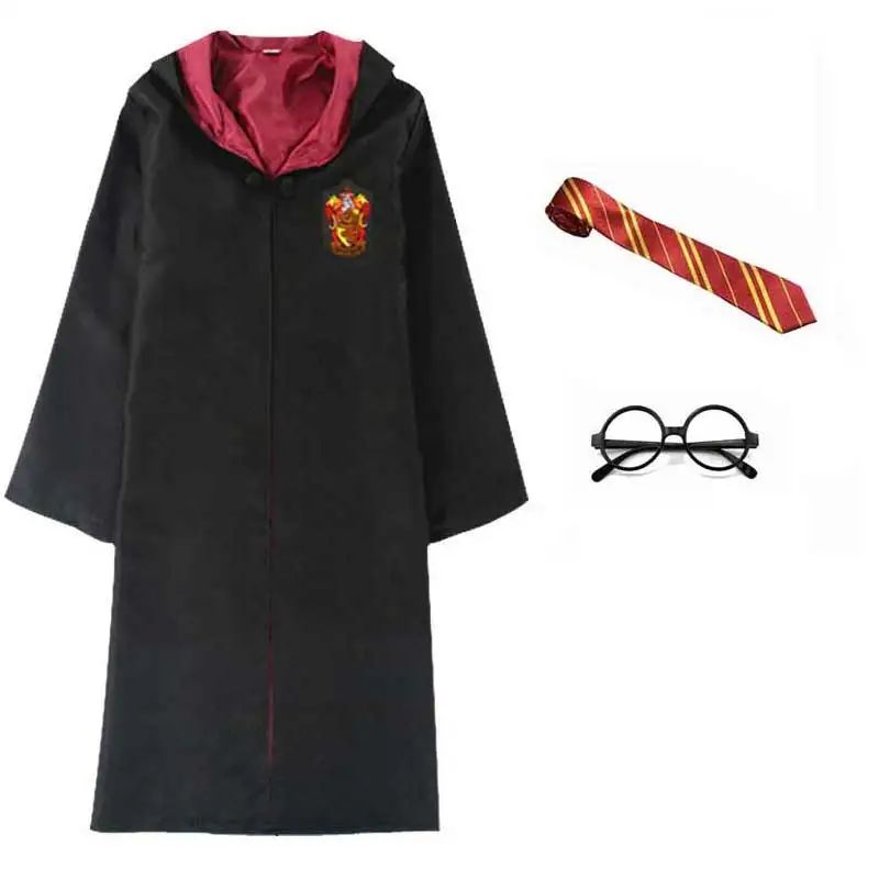 Gryffindor Hufflepuff Slytherin Ravenclaw костюм Гермионы Грейнджер Косплей халат юбка очки Униформа костюм для Хэллоуина - Цвет: Robe Set 1