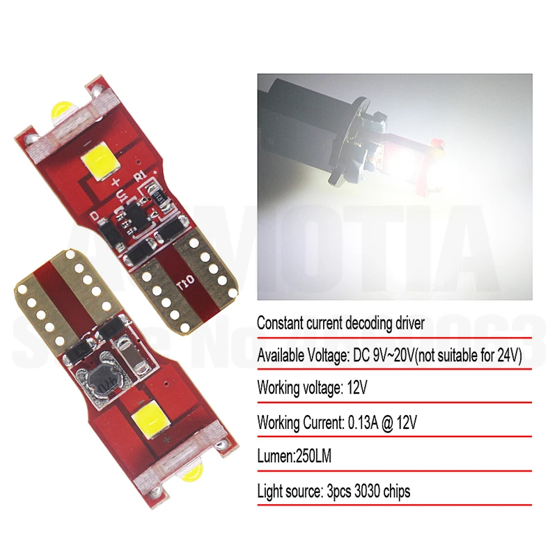 100 шт. T10 светодиодный светильник для автомобиля s 168 W5W 3 светодиодный 3030 SMD автоматический поворотный боковой светильник номерного знака габаритная лампа 9-20 в IC