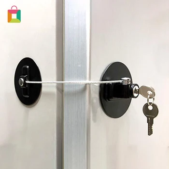 

Children's window refrigerator safety limit lock, with stainless steel key barrel, baby black safety lock, for cabinets Cozy