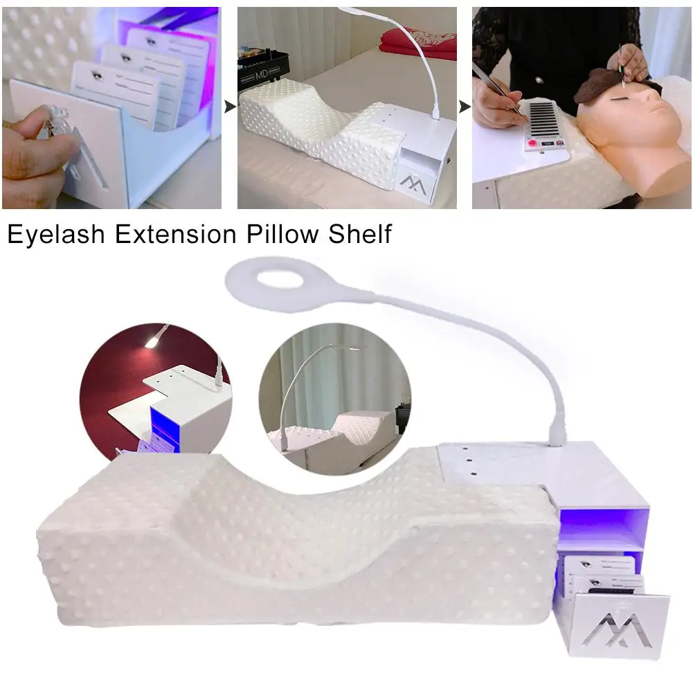Eyelash Extension Grafting Eyelashes Curve Lash Shelf Memory Foam Pillow Pillowcase With Tweezers Acrylic Makeup Tools 2