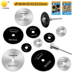 Mini lame de scie circulaire HSS, 8 pièces, outil rotatif pour Dremel, coupe de métal, ensemble d'outils électriques, disques de coupe du bois, perceuse, broche, manchette 