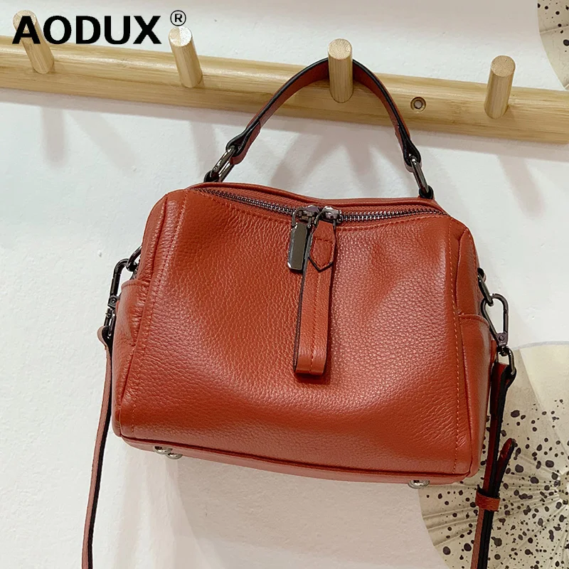 

AODUX Fashion NEW Small 100% Genuine Cow Leather Women Shoulder Bag Handbag Top Layer Cowhide Messenger Long Shoulder strap Bags