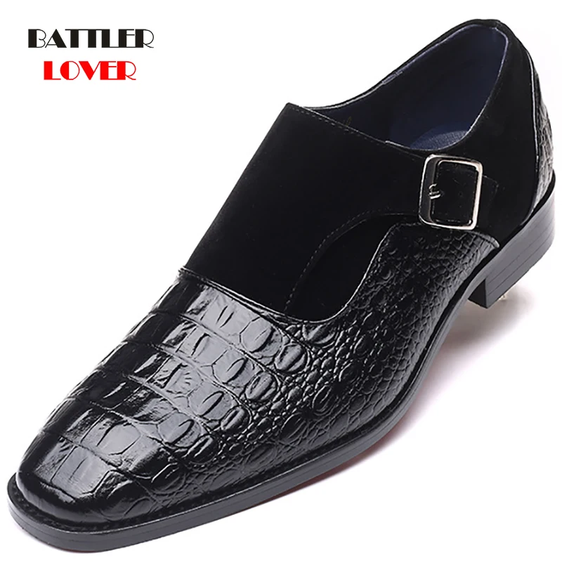2020 Luxury Brand Crocodile Leather Fashion Men Business Dress Loafers Pointy Black Shoes Oxford Breathable Formal Wedding Shoes