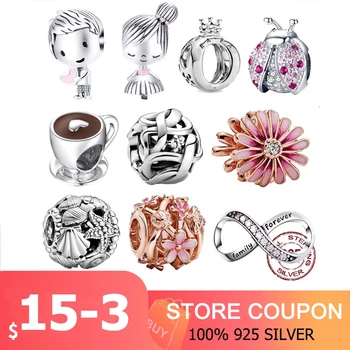 

CODEDOG Silver Charm Sterling Silver 925 Coffee Cup Infinity Beads Knot LOGO Crown Charms fit Original Pandora Bracelet Jewelry