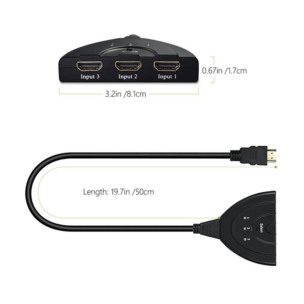 Мини 3-портовый сплиттер hdmi-кабель, адаптер 1.4b 4K* 2K 1080P Коммутатор HDMI 3 в 1 выход порт концентратор для HDTV Xbox PS3 PS4