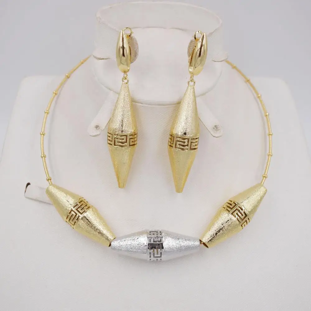 

New design High Quality Dubai set 3color Gold Color Jewelry Set For Women Earrings necklaceafrican beads jewelry fashion jewelry