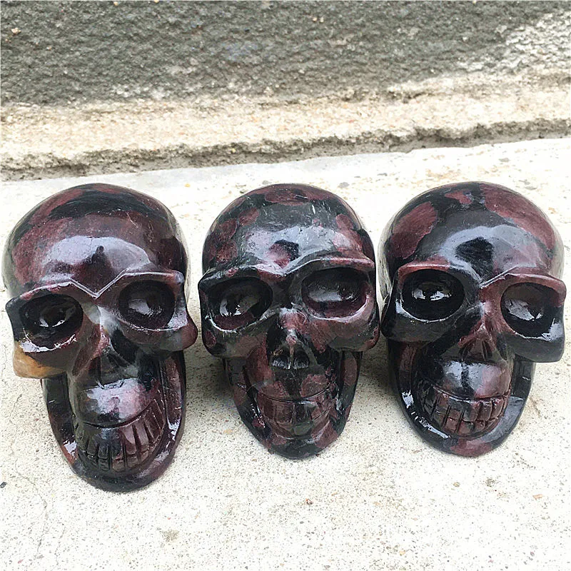 

Natural Crystal firework garnet Skull Figurines Chakra Geodes Home Decor Healing Meditation Rune Reiki Guardian