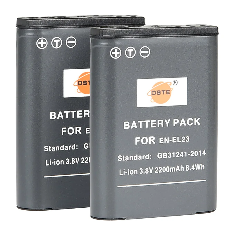2 шт 2200mAh 3,8 V 8.4Wh EN-EL23 ENEL23 DSTE литий-ионный аккумулятор для Nikon Coolpix P900S P600 P610 B700 S810c цифровой DSLR камеры - Цвет: 2Battery Only