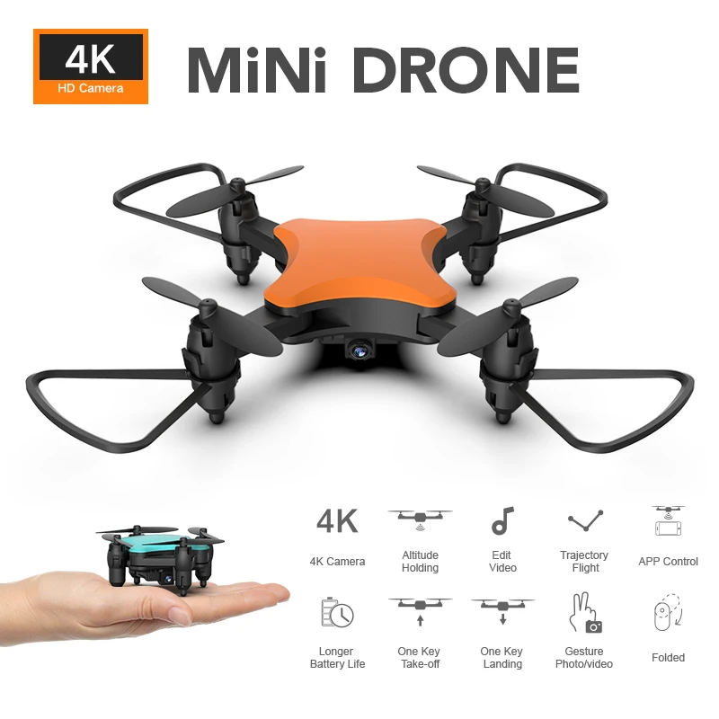 902S Mini Drone with 4K Camera HD Foldable Drone One Click Return Anti-shake WIFI FPV RC Quadcopter Toy Free Get Five Color Case