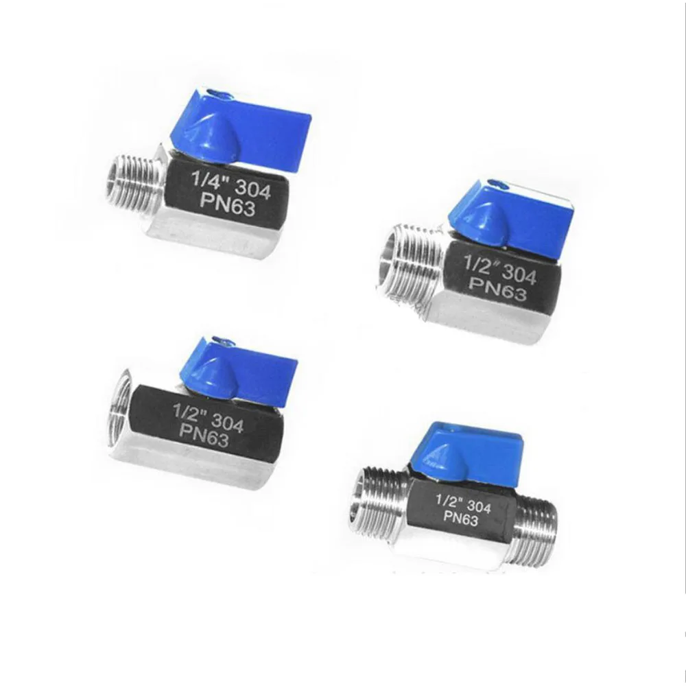 

1/8" 1/4" 3/8" 1/2" 3/4" 1" BSP Mini Sanitary Ball Valve SUS304 Stainless Steel Blue Handle Homebrew Beer Free Shipping