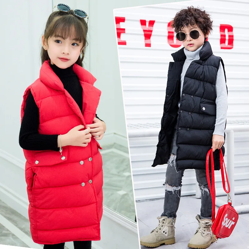 

2020 Girls Clothes Vests Winter Kids Thick Vests Fashion Children's Solid Cotton Waistcoat Warm Outwear Jackets for Boys Clothes