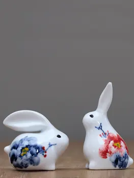 

Jingdezhen Ceramic Rabbit Home Decoration Feng Shui Swing Piece Creative Lovely Family Ornament Chinese Decoration Gifts FF80O
