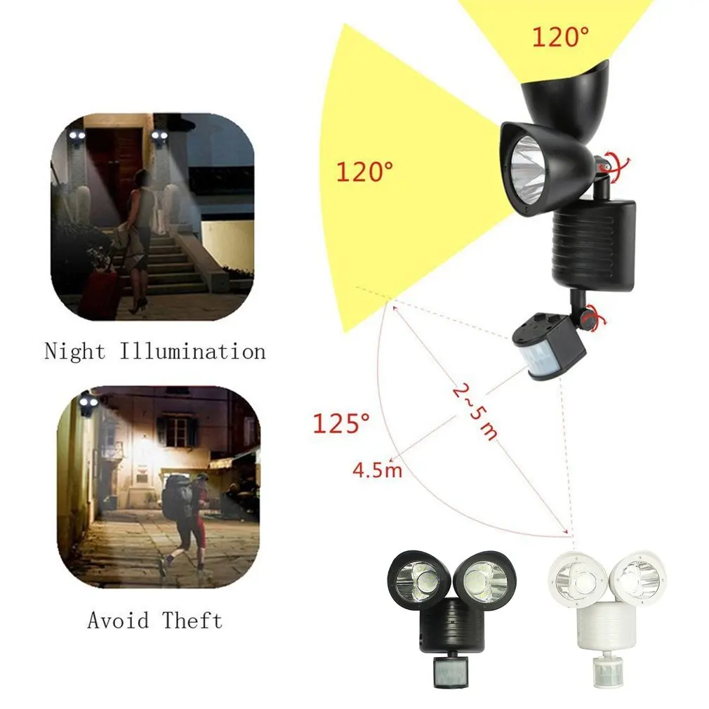 22 LED Dual Security Detector Solar Spot Light Motion Sensor Floodlight Outdoor Wall Light for Garden Landscape Wholesale Sale