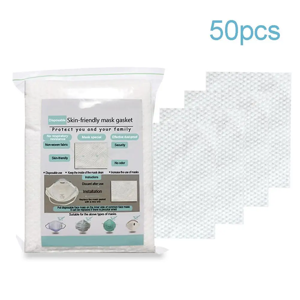 

50pcs Non Woven Disposable Face Masks Filter Paper Replacement Anti Dust Filter with 1pc Reusable Face Mask Washable